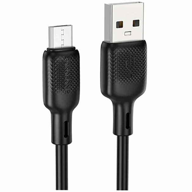 Кабель USB Micro 2.4A 2м силиконовый черный Borofone BX113 для зарядки и передачи данных - Фото 1 Кабель USB Micro 2.4A 2м силиконовый черный Borofone BX113 для зарядки и передачи данных - изображение 1