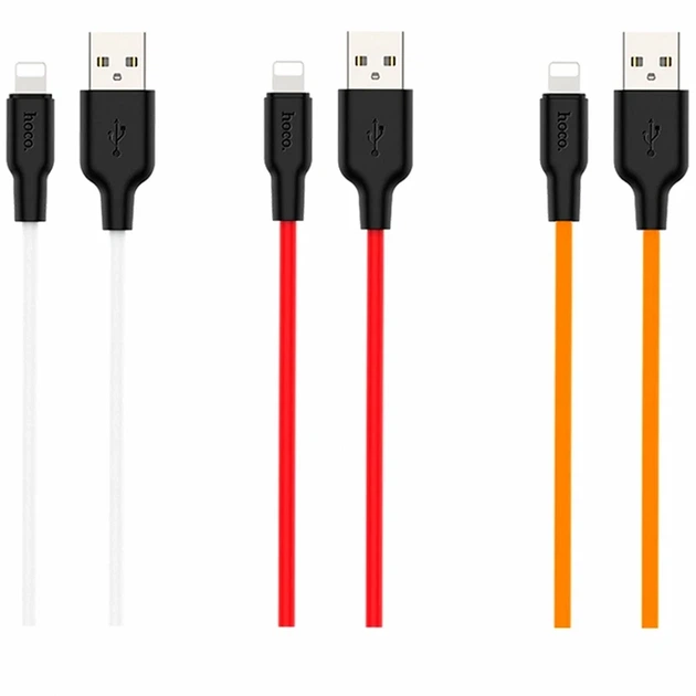 Кабель USB Lightning Hoco X21 Plus 1м 2.4А чорно-білий силіконовий для заряджання та синхронізації - зображення 2