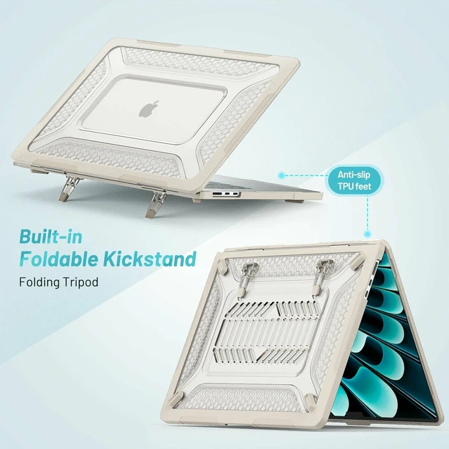 Накладка TPU PC Hex Shield для MacBook Pro 13 дюймов 2018 2020 2022 цвет Stone - Фото 8 Накладка TPU PC Hex Shield для MacBook Pro 13 дюймов 2018 2020 2022 цвет Stone - изображение 8