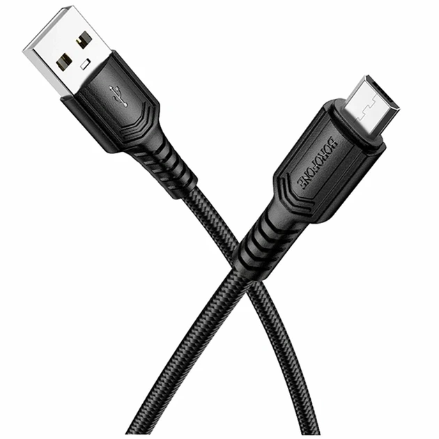 Кабель USB Micro 2.4A 1м чорний ПВХ Borofone BX116 - Фото 1 Кабель USB Micro 2.4A 1м чорний ПВХ Borofone BX116 - зображення 1