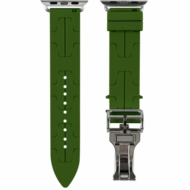 Ремінець для Apple Watch Hermes 38 40 41 mm зелений силікон із пряжкою - Фото 1 Ремінець для Apple Watch Hermes 38 40 41 mm зелений силікон із пряжкою - зображення 1
