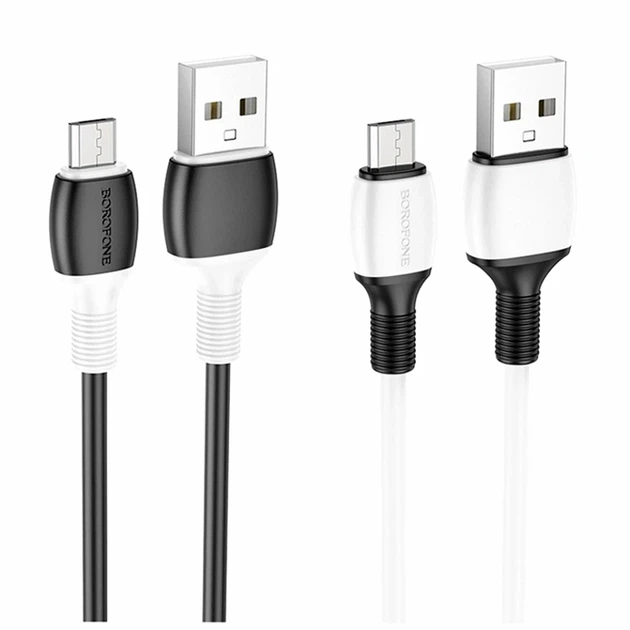 Кабель USB Micro 2.4A 1м для зарядки и синхронизации черный Borofone BX84 - Фото 2 Кабель USB Micro 2.4A 1м для зарядки и синхронизации черный Borofone BX84 - изображение 2