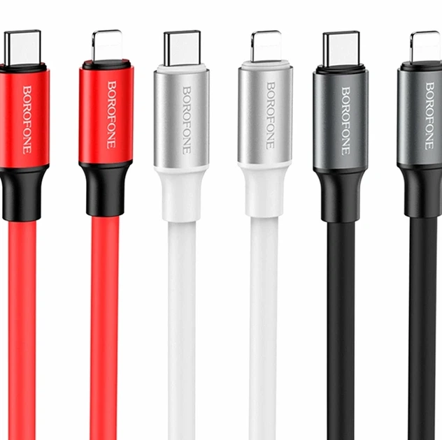 Кабель USB Borofone BX82 Type-C to Lightning 20Вт 1м Красный алюминий для быстрой зарядки iPhone - Фото 2 Кабель USB Borofone BX82 Type-C to Lightning 20Вт 1м Красный алюминий для быстрой зарядки iPhone - изображение 2