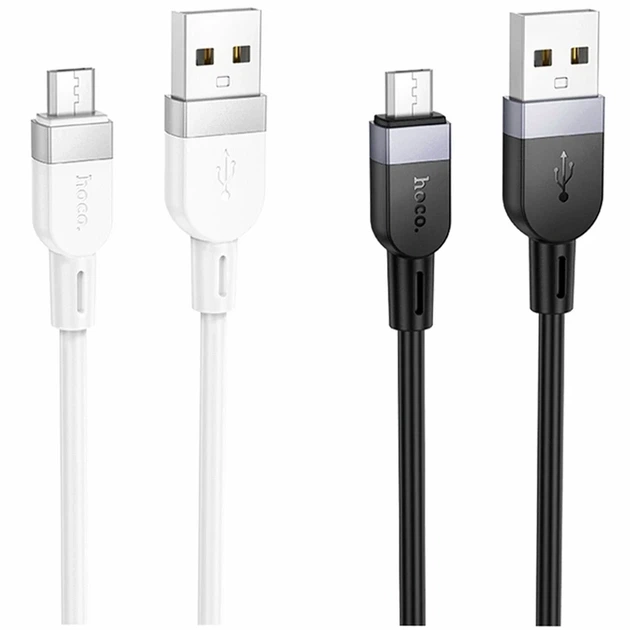 Кабель USB Micro 2.4A 1м силіконовий білий Hoco X109 для заряджання та синхронізації - Фото 2 Кабель USB Micro 2.4A 1м силіконовий білий Hoco X109 для заряджання та синхронізації - зображення 2