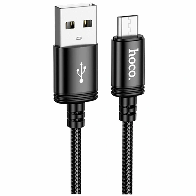 Кабель USB Hoco X89 Micro 2.4A 2м черный для зарядки и передачи данных из нейлона и алюминиевого сплава - Фото 1 Кабель USB Hoco X89 Micro 2.4A 2м черный для зарядки и передачи данных из нейлона и алюминиевого сплава - изображение 1