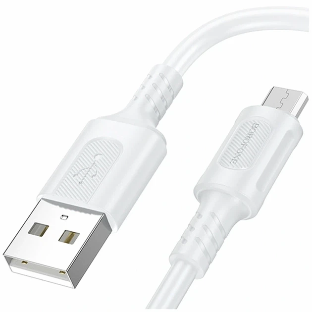 Кабель USB Micro 2.4A 1м ПВХ для заряджання та передачі даних Borofone BX111 Білий - Фото 1 Кабель USB Micro 2.4A 1м ПВХ для заряджання та передачі даних Borofone BX111 Білий - зображення 1