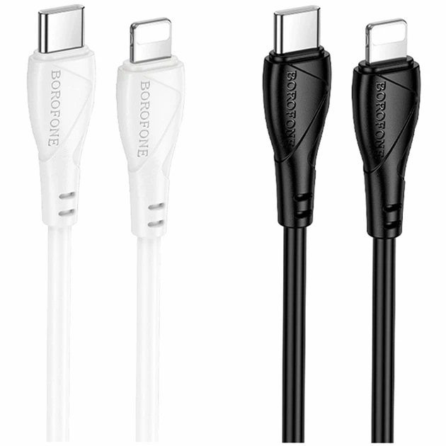 Кабель USB Borofone BX121 Type-C to Lightning 27W 1м Черный для быстрой зарядки и передачи данных - Фото 2 Кабель USB Borofone BX121 Type-C to Lightning 27W 1м Черный для быстрой зарядки и передачи данных - изображение 2