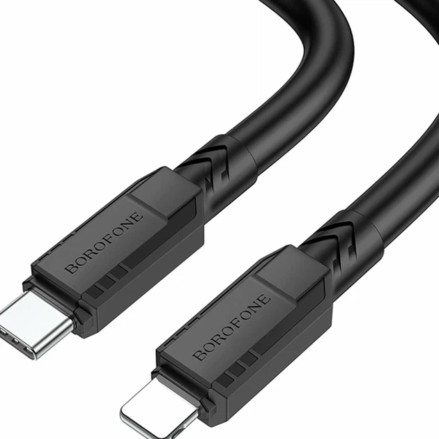 Кабель USB Type-C to Lightning 1м 20Вт 3А черный Borofone BX81 для быстрой зарядки и синхронизации - Фото 1 Кабель USB Type-C to Lightning 1м 20Вт 3А черный Borofone BX81 для быстрой зарядки и синхронизации - изображение 1