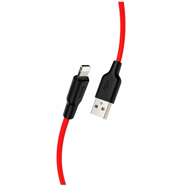 Кабель USB Lightning 1 м 2 4 А силиконовый черно-красный Hoco X21 Plus для зарядки и синхронизации - Фото 1 Кабель USB Lightning 1 м 2 4 А силиконовый черно-красный Hoco X21 Plus для зарядки и синхронизации - изображение 1