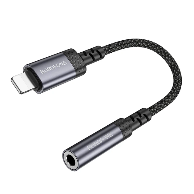 Перехідник Borofone BV24 Lightning AUX 3.5mm 15см сірий алюмінієвий сплав текстиль - зображення 4