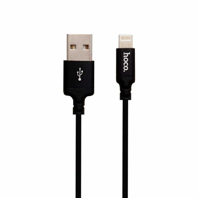 Кабель USB Lightning 1м Hoco X14 Times Speed чорний конектор USB male Lightning металеві обплетення текстильна - Фото 1 Кабель USB Lightning 1м Hoco X14 Times Speed чорний конектор USB male Lightning металеві обплетення текстильна - зображення 1