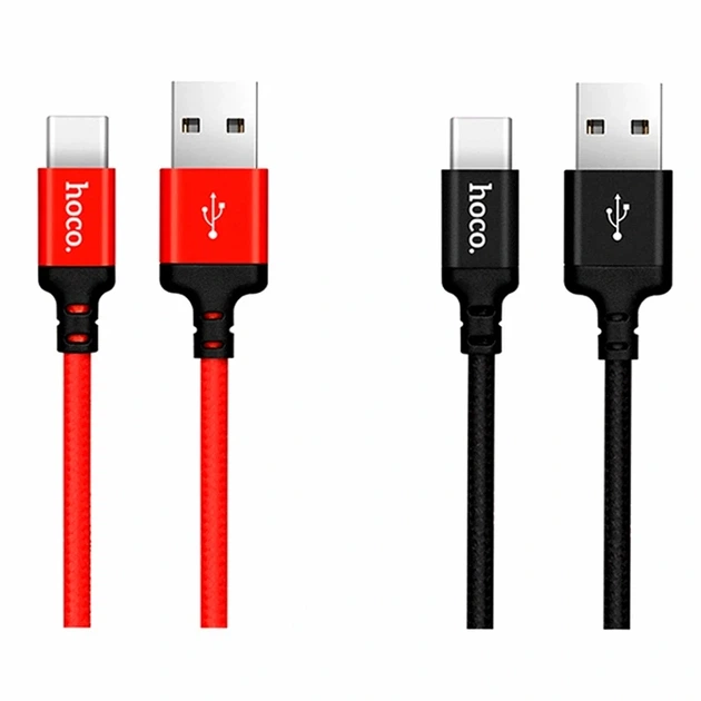 Кабель USB Type-C Hoco X14 1м черный с металлическими коннекторами текстильная оплетка - Фото 2 Кабель USB Type-C Hoco X14 1м черный с металлическими коннекторами текстильная оплетка - изображение 2