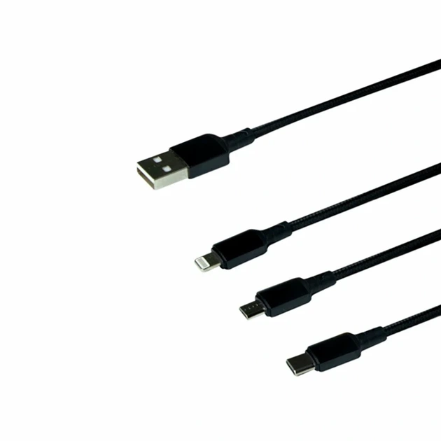 Кабель USB 3 1 80 см 2А Micro USB Lightning Type-C чорний Borofone BX72 - Фото 1 Кабель USB 3 1 80 см 2А Micro USB Lightning Type-C чорний Borofone BX72 - зображення 1