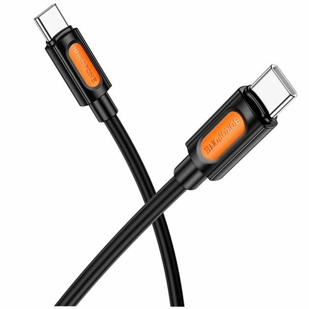 Кабель USB Type-C to Type-C 60W 1м силіконовий чорний Borofone BX114 для швидкого заряджання та передачі даних - Фото 1 Кабель USB Type-C to Type-C 60W 1м силіконовий чорний Borofone BX114 для швидкого заряджання та передачі даних - зображення 1