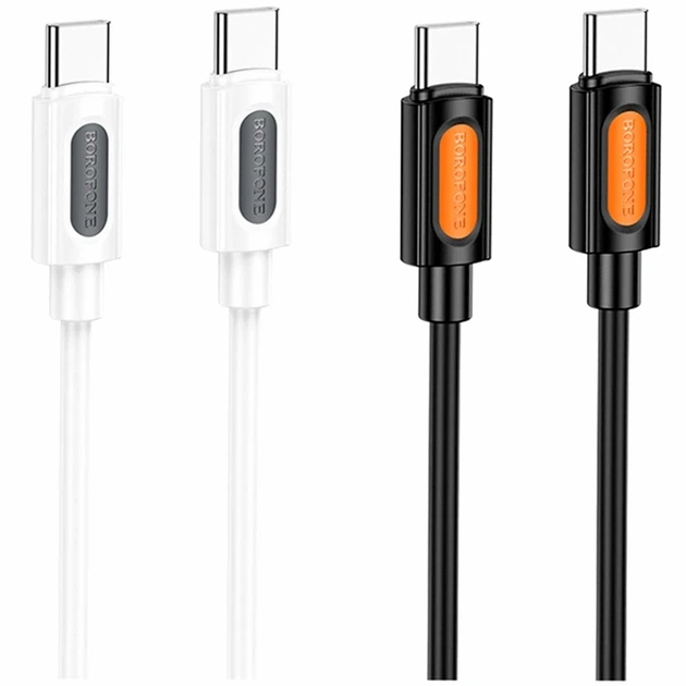 Кабель USB Type-C to Type-C 60W 1м силікон білий для швидкого заряджання та передачі даних Borofone BX114 - зображення 2