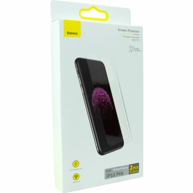 Захисне скло Baseus 0.3 мм прозоре повне клейове покриття для iPhone X XS 11 Pro 2 шт - Фото 2 Захисне скло Baseus 0.3 мм прозоре повне клейове покриття для iPhone X XS 11 Pro 2 шт - зображення 2