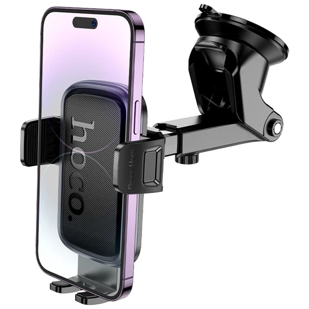 Холдер Hoco H79 Vista для смартфонів 4.5–7.0 дюймів чорний ABS із кріпленням на центральній консолі - Фото 4 Холдер Hoco H79 Vista для смартфонів 4.5–7.0 дюймів чорний ABS із кріпленням на центральній консолі - зображення 4