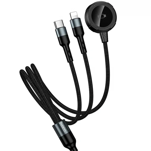 Кабель Hoco CW64 3 в 1 10 Вт 1.2 м Type-C Lightning беспроводная зарядка черный - Фото 7 Кабель Hoco CW64 3 в 1 10 Вт 1.2 м Type-C Lightning беспроводная зарядка черный - изображение 7