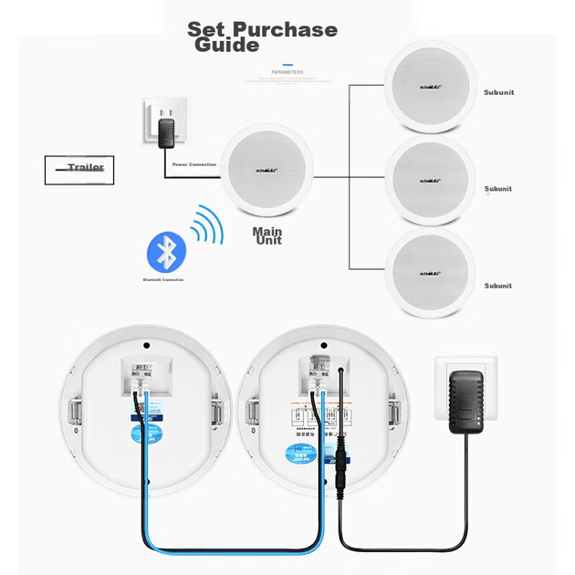 Беспроводной потолочный комплект SAST G3 с Bluetooth, встраиваемый потолочный динамик со встроенным усилителем, активная фоновая музыка для гостиной, конференц-зала, магазина, вещания, домашнего использования, один на один - Фото 6 Беспроводной потолочный комплект SAST G3 с Bluetooth, встраиваемый потолочный динамик со встроенным усилителем, активная фоновая музыка для гостиной, конференц-зала, магазина, вещания, домашнего использования, один на один - изображение 6