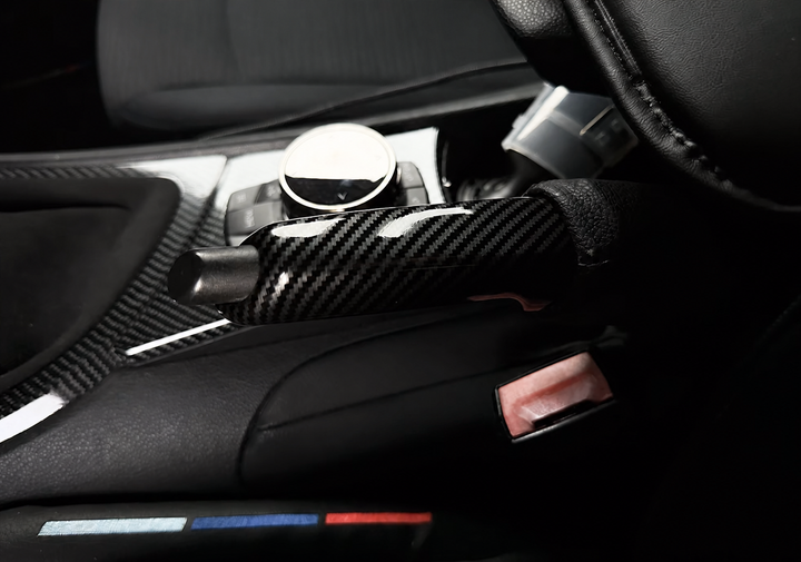 Карбоновая накладка на ручку ручного тормоза BMW E90 F10 F30 F20 E81 E87 F22 F32 X1 E84 ABS - изображение 4