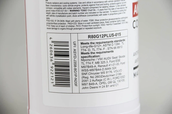 Антифриз G12+ RED (червоний) концентрат (1.5L) (GERMANY) GOODREM R80G12PLUS-015 Seat Exeo; Audi 80, A4, A6, Q7; Volkswagen Scirocco, Golf, LT, Caddy; Ford Scorpio, Fiesta, Transit; Citroen C5; Peugeot Boxer; Chevrolet Cruze 1381080, 95599870, 93170402S1 - зображення 3