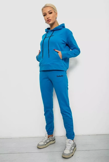 Спортивний костюм жіночий двонитка, колір синій, 214R1419-006 розмір XL - зображення 4