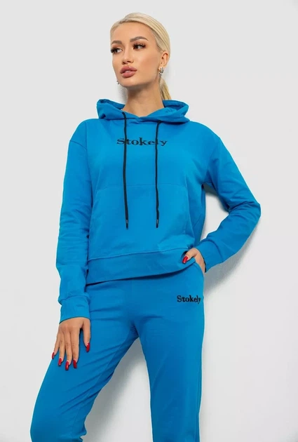 Спортивний костюм жіночий двонитка, колір синій, 214R1419-006 розмір XL - зображення 5