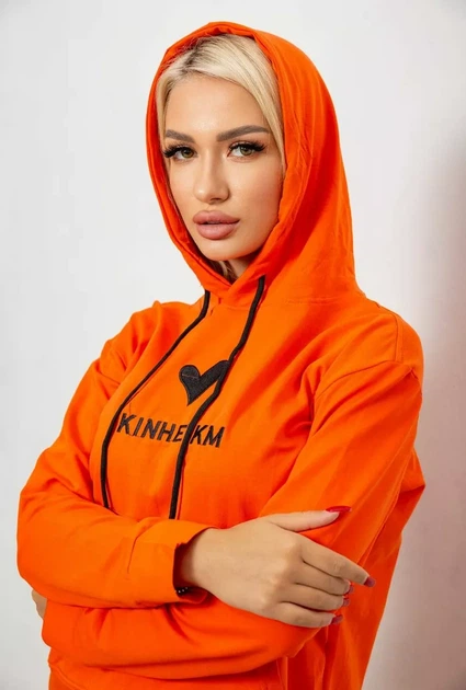 Спортивний костюм жіночий двонитка, колір помаранчевий, 214R1419-007 розмір M - зображення 3