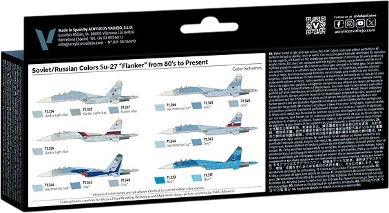 Zestaw farb akrylowych Vallejo Model Air - Wojna powietrzna - Kolory radzieckie/rosyjskie Su-27 Flanker od lat 80. do dziś 8 szt x 18 ml (8429551716024) - obraz 2