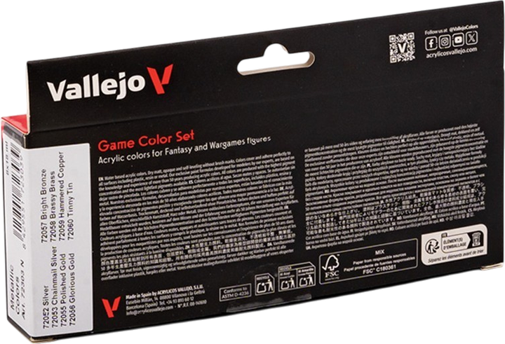 Zestaw farb akrylowych Vallejo Game Color – Kolory metaliczne 8 szt x 18 ml (8429551723039) - obraz 3