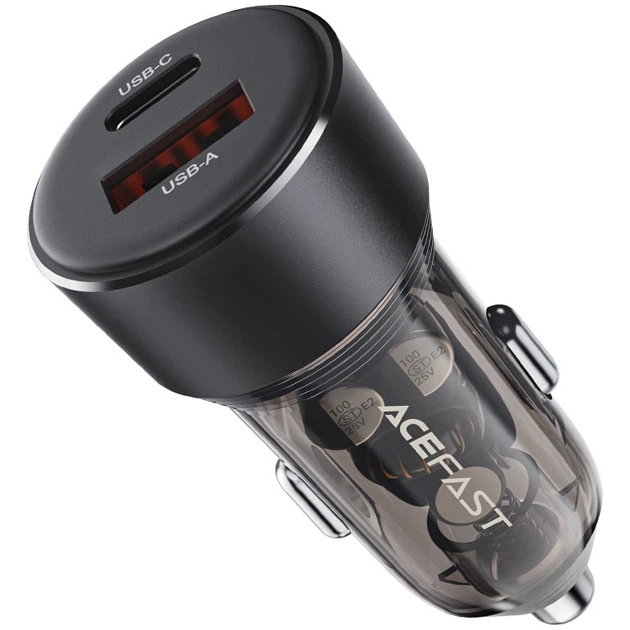 Автомобільний зарядний ACEFAST B12 (USB/Type-C 3A/60W) універсальний автомобільний зарядний пристрій для телефонів планшеїв Чорний - зображення 4