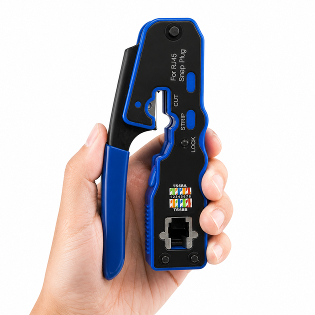 Обтискач RJ45 ZOERAX 8P8C для наскрізних конекторів Cat5e Cat6 Cat6a ручний кримпер для мережевого кабелю витої пари з обрізкою - Фото 5 Обтискач RJ45 ZOERAX 8P8C для наскрізних конекторів Cat5e Cat6 Cat6a ручний кримпер для мережевого кабелю витої пари з обрізкою - зображення 5