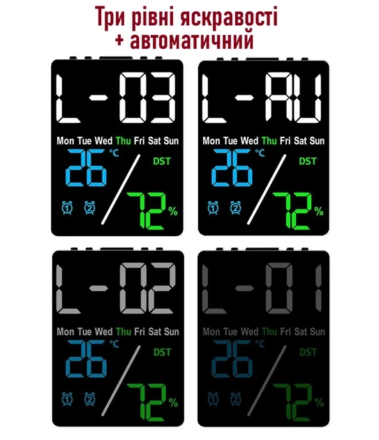 Часы Deepfox DS-5508 LED цифровой электронный настольный Будильник Дата Температура Влажность 12х9см синий - изображение 5