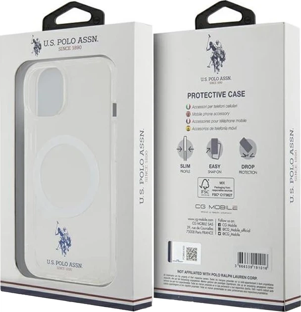 Etui U.S. Polo Assn MagSafe Collection USHMP15SUCIT do Apple iPhone 15 / 14 / 13 Przezroczyste (3666339171926) - obraz 3