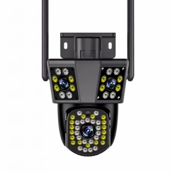 Уличная WIFI камера видеонаблюдения 9MP, 3 объектива C360 home, поворотная три линзы (22140) - изображение 2