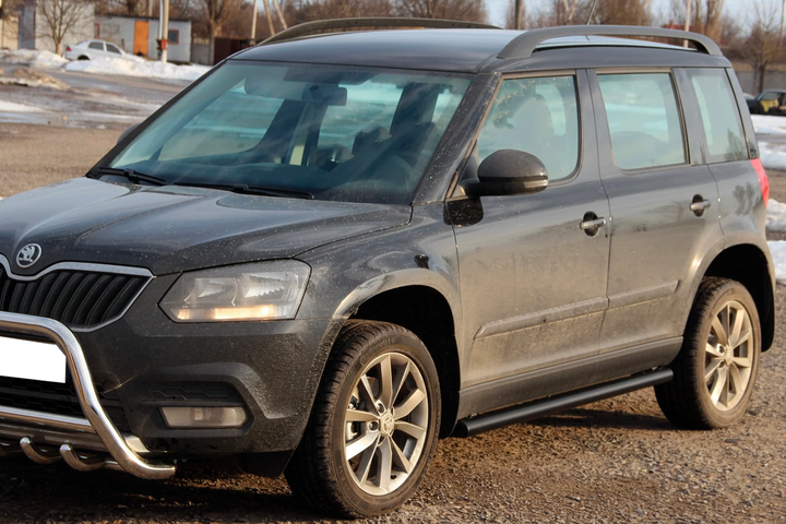 Бічні труби Black (2 шт., нерж) для Skoda Yeti 2009-2017 рр - зображення 2