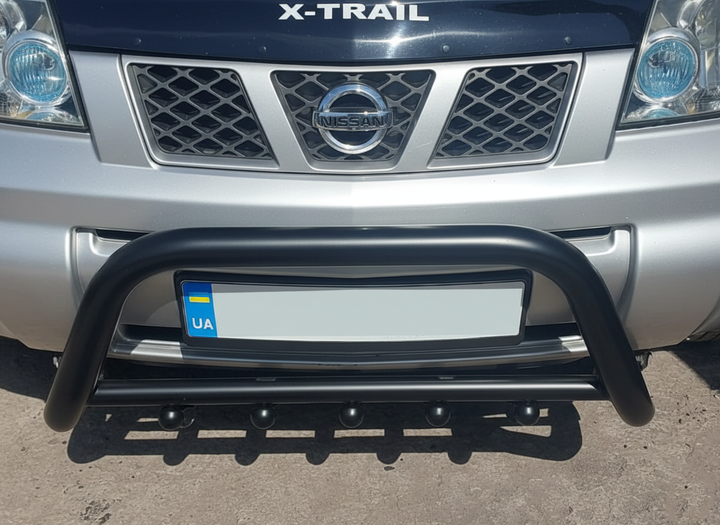 Кенгурятник QT006 Black (нерж.) для Nissan X-trail T30 2002-2007 рр - зображення 2