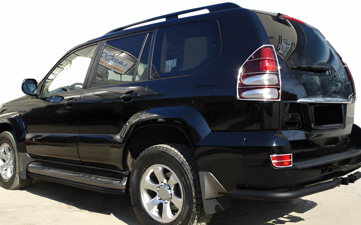 Задние уголки AK003 Черные (2 шт., нержавейка) для Toyota Land Cruiser Prado 120 2002-2009 гг - Фото 1 Задние уголки AK003 Черные (2 шт., нержавейка) для Toyota Land Cruiser Prado 120 2002-2009 гг - изображение 1