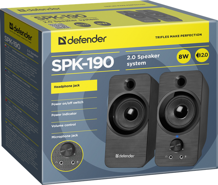 Акустика Defender 2.0 SPK 190 USB 8W Чорний (65190) (6514099) - Фото 3 Акустика Defender 2.0 SPK 190 USB 8W Чорний (65190) (6514099) - изображение 3