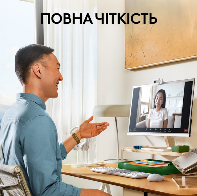 Веб-камера Logitech BRIO 100 FHD OFF-БІЛИЙ (960-001617) (6914873) - изображение 6