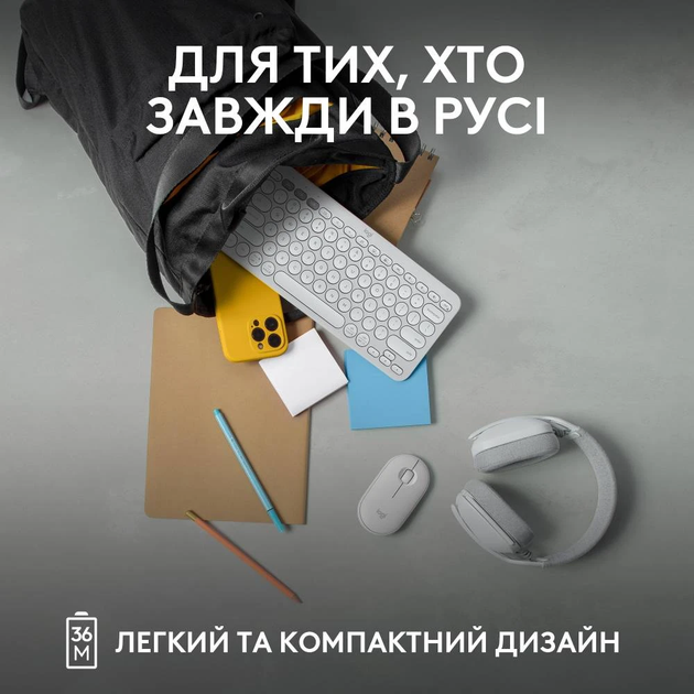 Клавіатура Logitech K380s Pebble Keys 2 Tonal Білий (6915630) - зображення 5