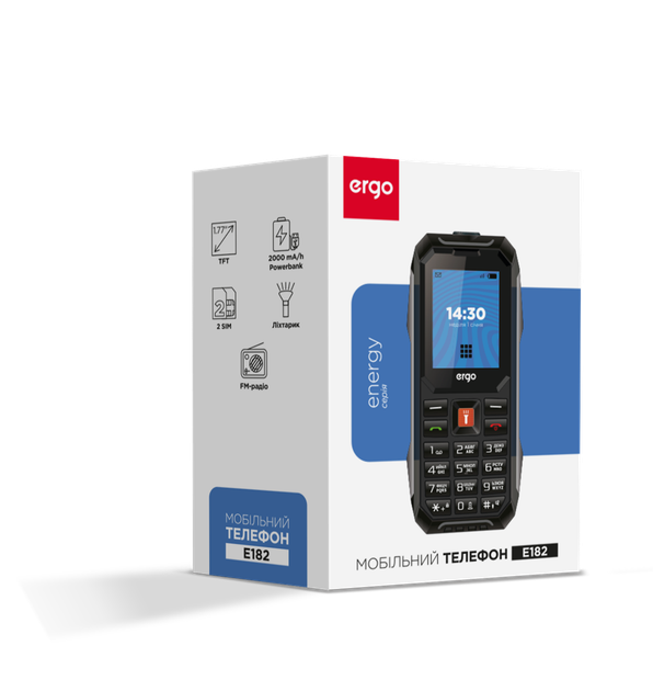 Мобільний телефон ERGO E182 Dual Sim Чорний (7216418) - Фото 5 Мобільний телефон ERGO E182 Dual Sim Чорний (7216418) - изображение 5