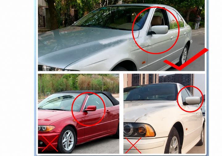 Накладки на зеркала M-Style BMW E39 E46 черный глянец, крышки зеркал из ABS-пластика - изображение 6