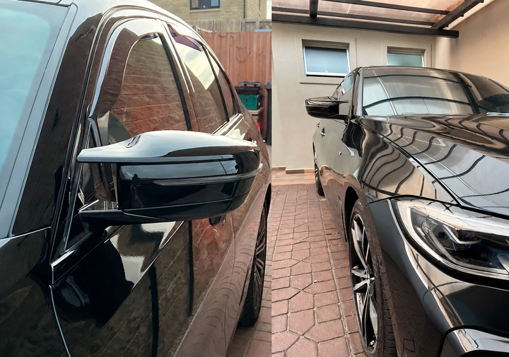 Накладки на бічні дзеркала BMW G20 G21 G28 G22 G23 G30 G38 G11 G12 G15 G16 чорний глянець - зображення 6