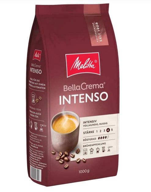 Кофе в зернах Melitta BellaCrema Intenso 1 кг 100% арабика, среднее обжаривание - Фото 2 Кофе в зернах Melitta BellaCrema Intenso 1 кг 100% арабика, среднее обжаривание - изображение 2