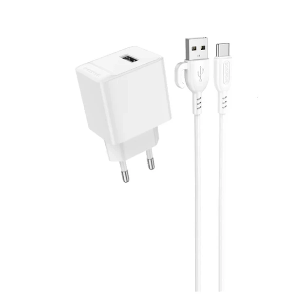 Сетевое зарядное устройство Borofone BAS11A 10.5W с кабелем USB-C 1 м, USB-A, адаптер питания для смартфонов, белый - изображение 4