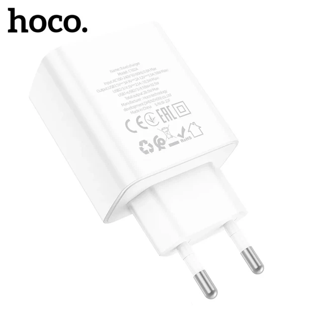 Сетевое зарядное устройство Hoco C102A 28.5W, 4×USB, QC3.0, быстрая зарядка, адаптер питания для смартфонов и гаджетов, белый - изображение 4