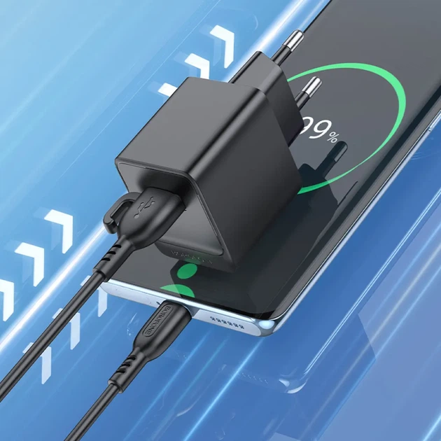 Мережевий зарядний пристрій Borofone BAS11A 10.5W з кабелем USB-C 1 м, USB-A, адаптер живлення для смартфонів, чорний - зображення 5