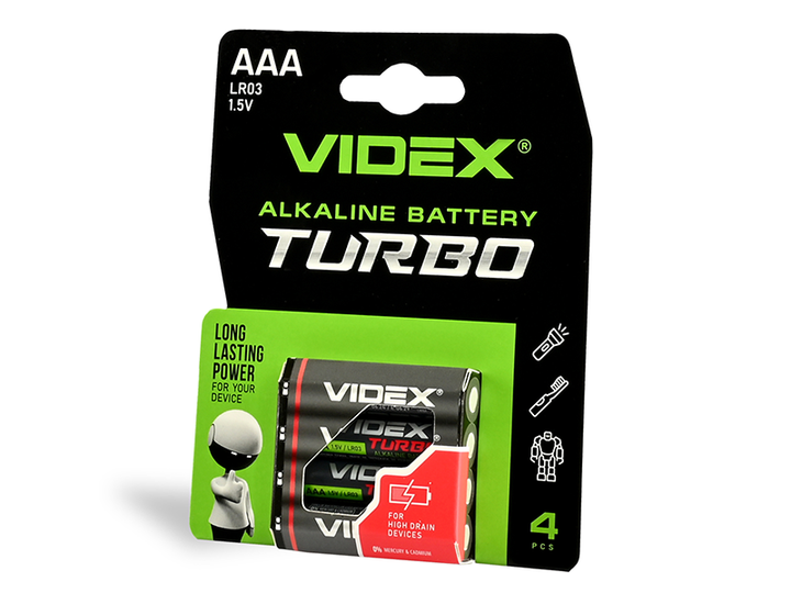 Батарейка щелочная Videx LR03 / AAA blister card 4 шт - изображение 2
