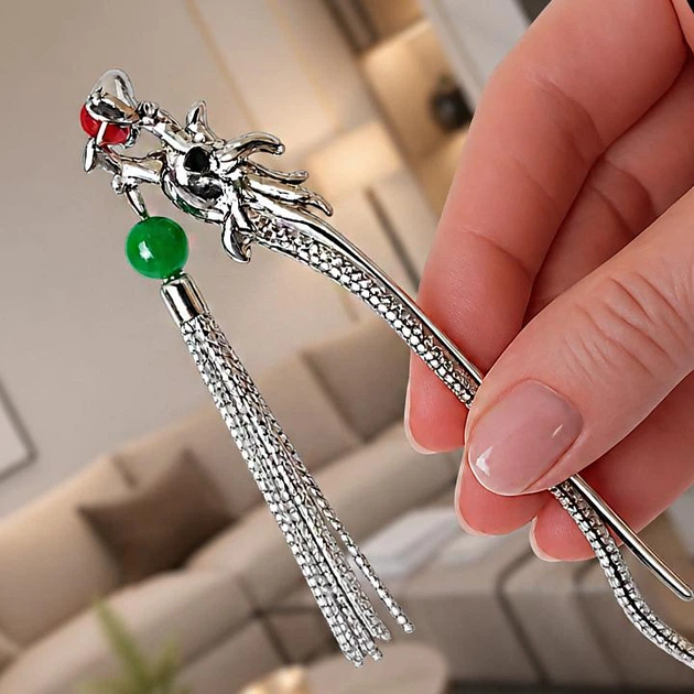 Заколка палочка Анна Ясеницька "Dragon", сріблястий з підвіскою, 15 см - Фото 1 Заколка палочка Анна Ясеницька "Dragon", сріблястий з підвіскою, 15 см - зображення 1